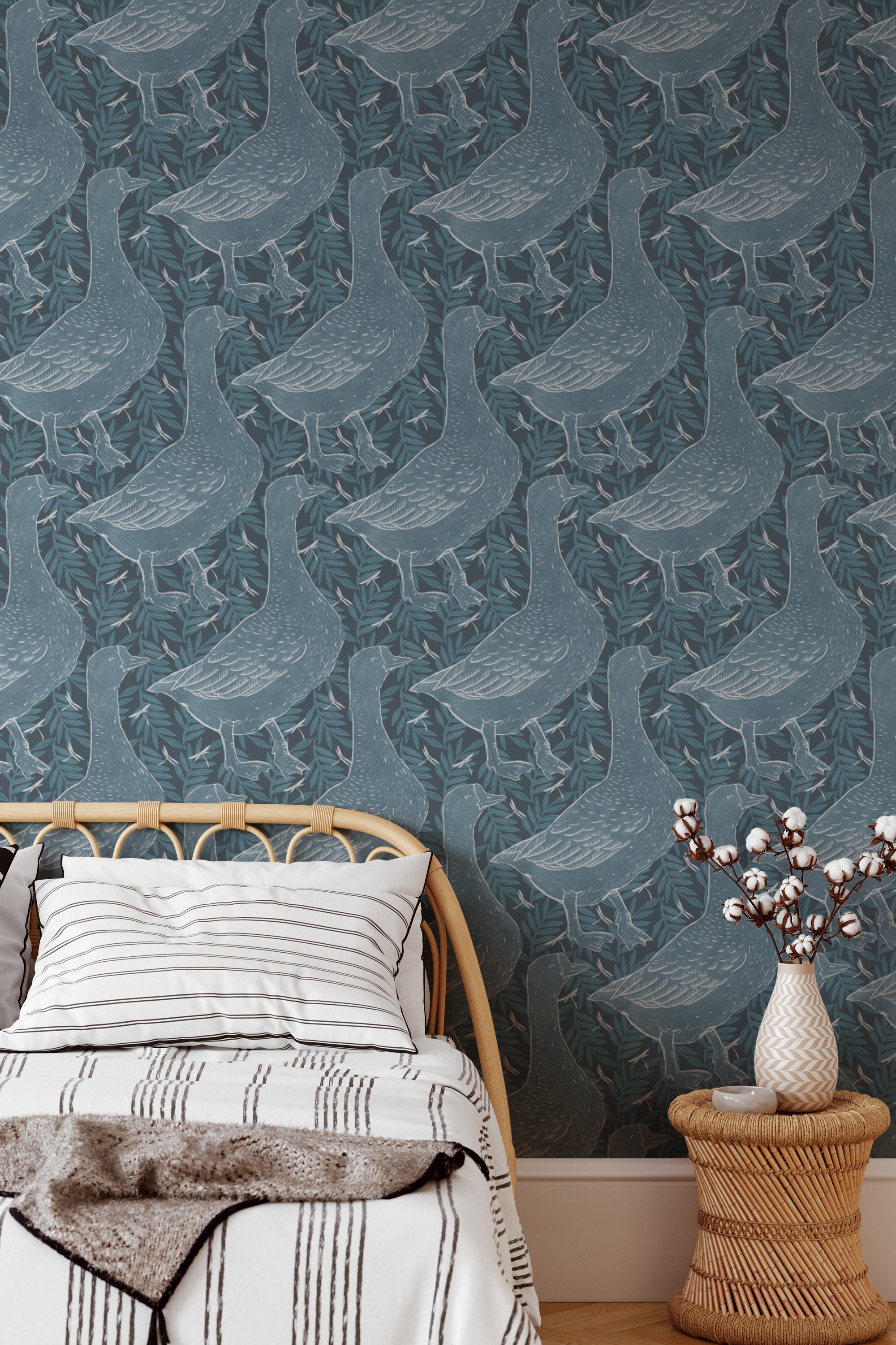 Grey Goose | Peel and Stick Wallpaper | Traditional Unpasted Wallpaper ...