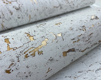 Natural Cork wallpaper white with gold Grasscloth Traditional Wallpaper 8319