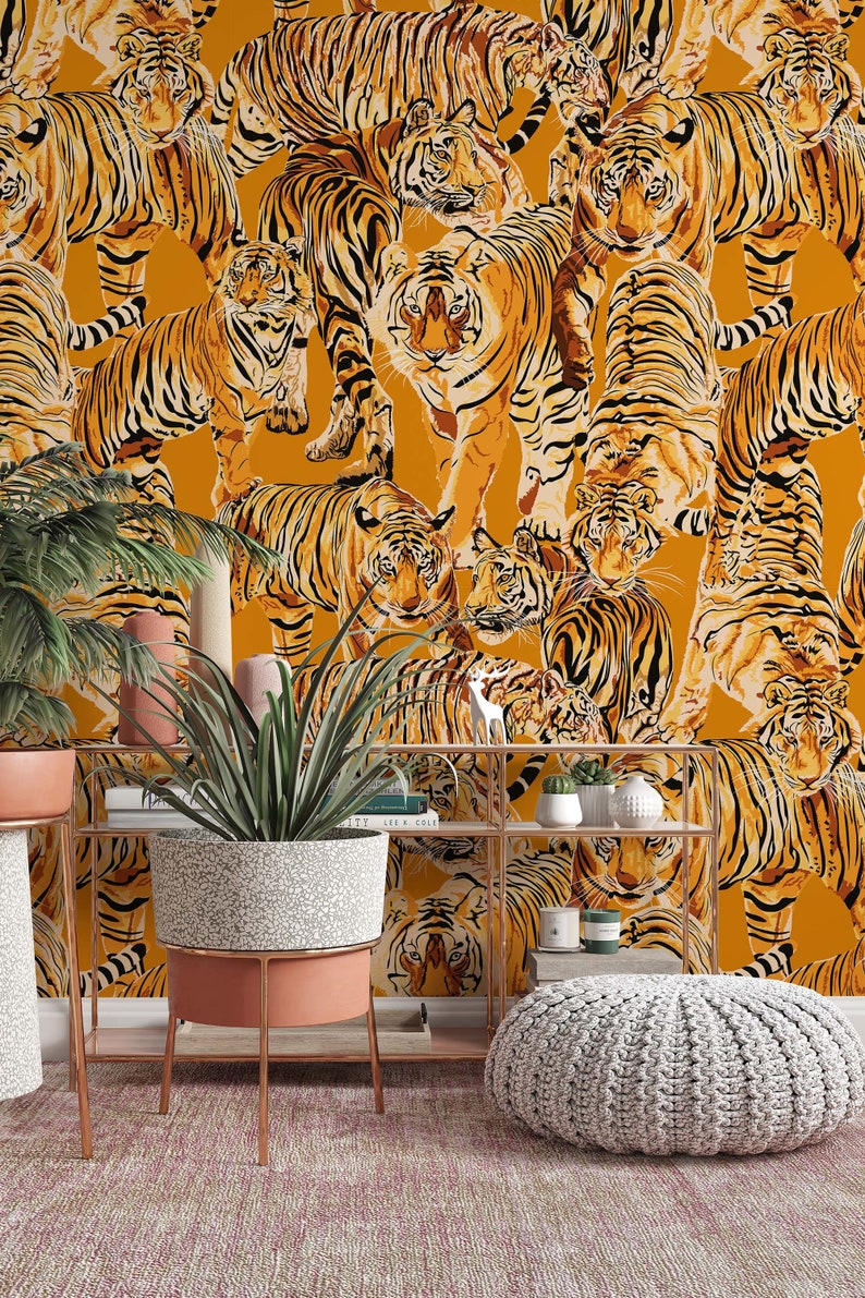Tigers Tropical Peel and Stick Wallpaper - Removable Accent Wall - Etsy