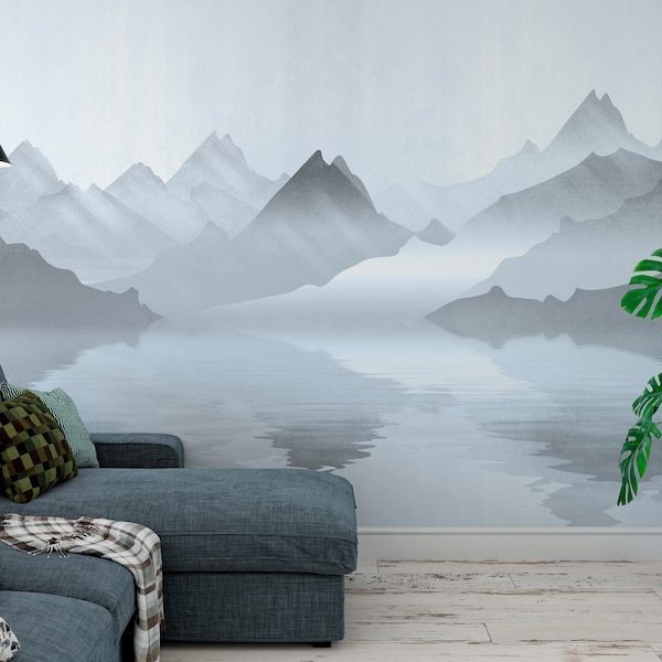 Murals Mountains Watercolor murals Self Adhesive Peel and Stick Wallpaper #3246