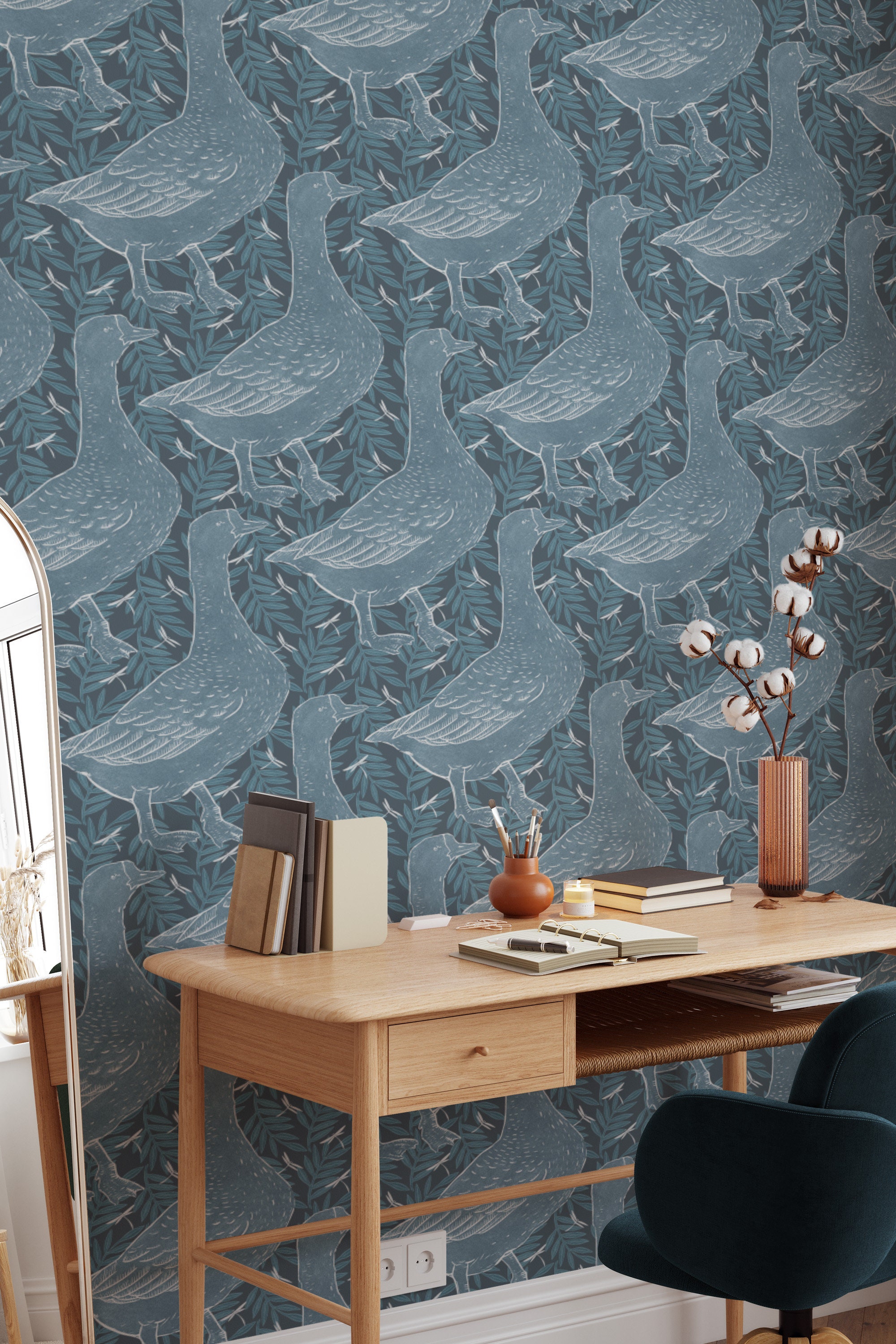Grey Goose | Peel and Stick Wallpaper | Traditional Unpasted Wallpaper ...