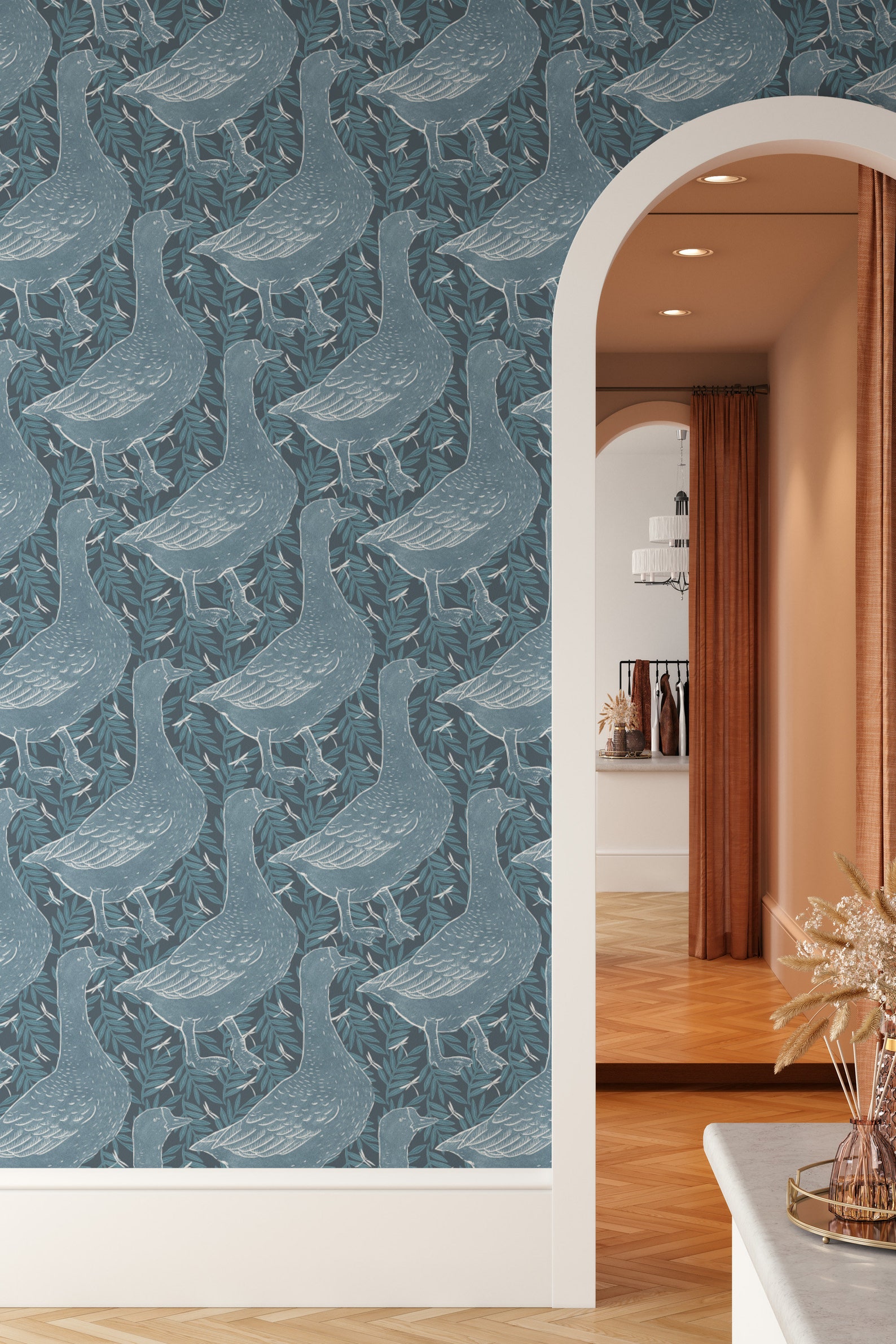 Grey Goose | Peel and Stick Wallpaper | Traditional Unpasted Wallpaper ...