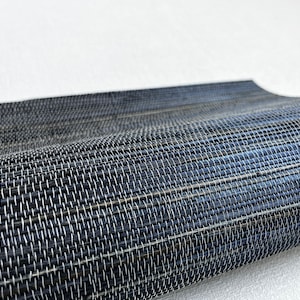 Natural Hemp Grasscloth dark graphite blue Wallpaper painted in matte dark blue color 41069