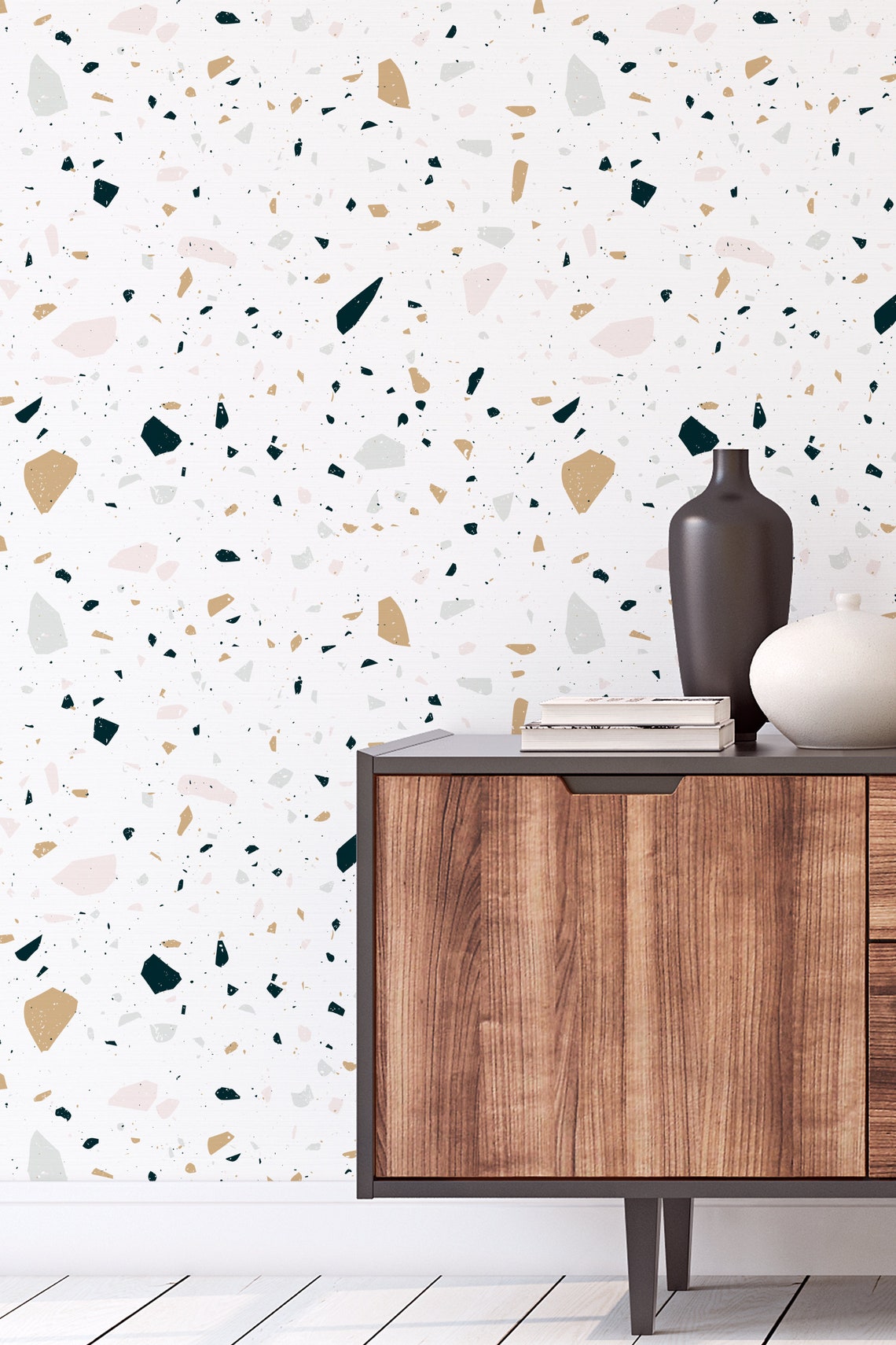 Boho Multicolor Terrazzo Wallpaper Peel and Stick Removable | Etsy