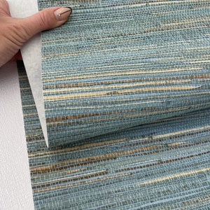 Papel de parede de cânhamo natural - Bege azul claro - Natural - 41058