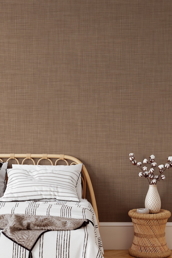 Renter friendly linen textured wallpaper- Peel and stick and Traditional wallpaper - #63397