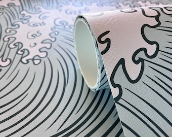 Ocean Waves Wallpaper Mural – White Swirls, Removable Self-Adhesive
