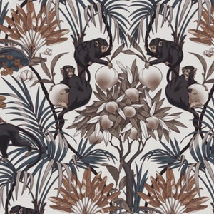 Removable Self Adhesive and Traditional wallpaper Peel & Stick Wallpaper - Monkeys and leaves 3446