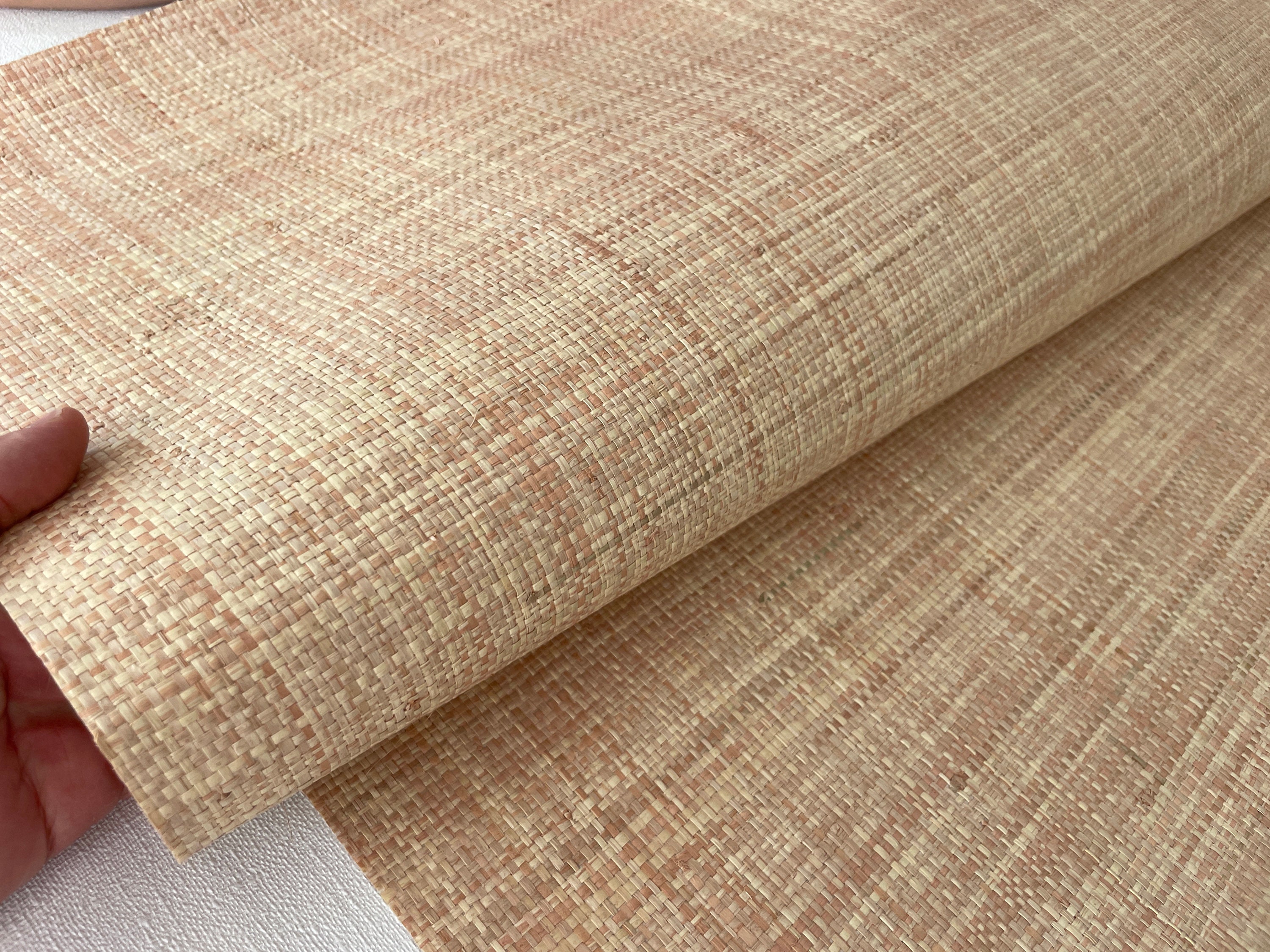 Natural Grasscloth Raffia rough Wallpaper Natural fibers pinkish beige 45023