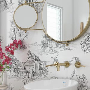 Rustic Motifs Wallpaper, Toile Design- Peel and Stick Wallpaper ...