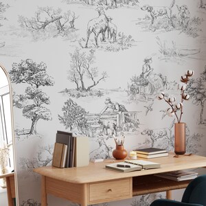 Rustic Motifs Wallpaper, Toile Design- Peel and Stick Wallpaper ...