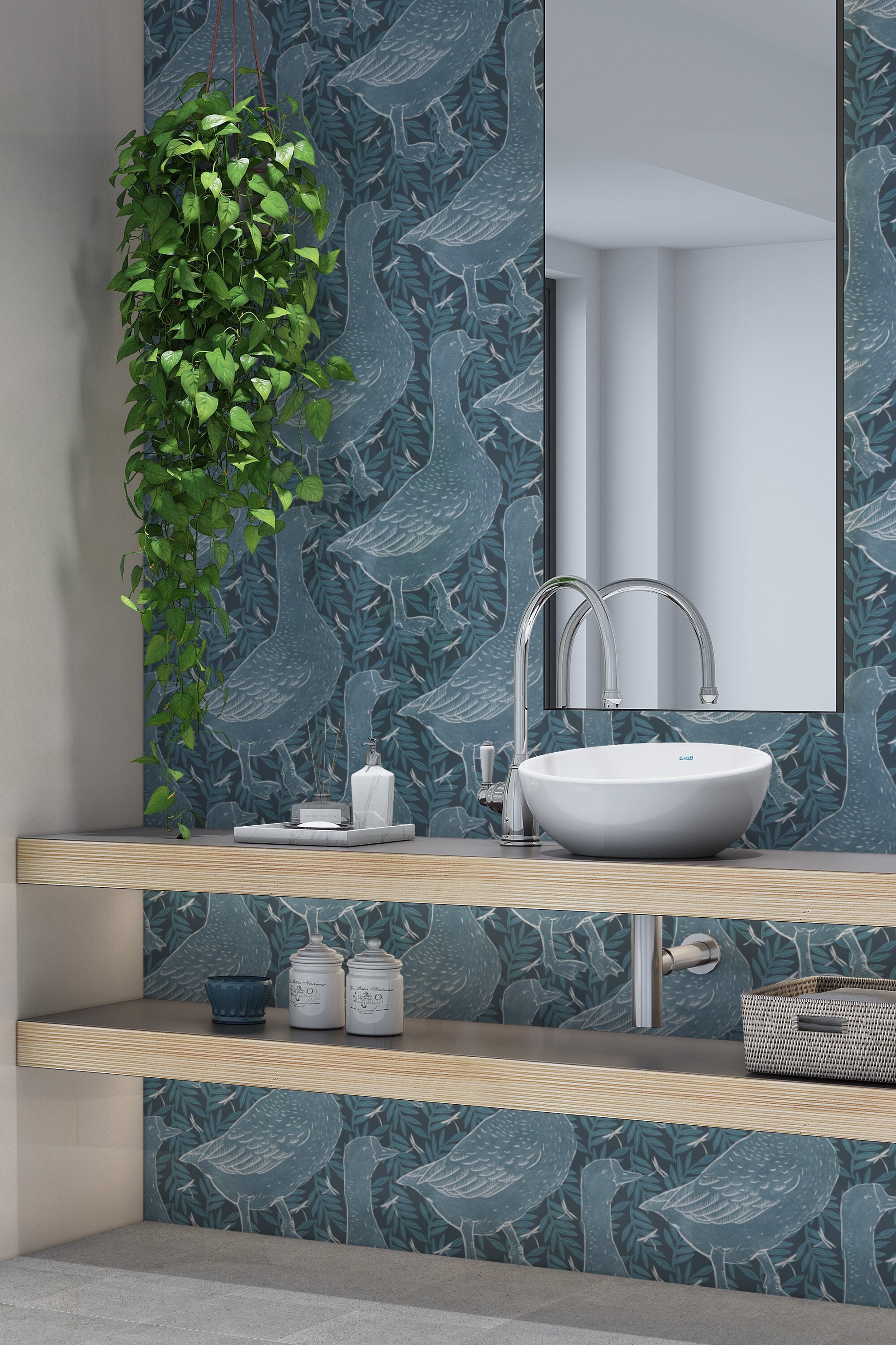 Grey Goose | Peel and Stick Wallpaper | Traditional Unpasted Wallpaper ...
