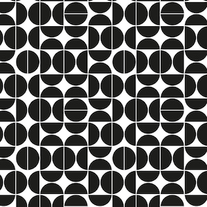 Renter friendly  Black Geometric wallpaper circles moons on a white background - Peel & Stick Wallpaper - Traditional wallpaper 3580