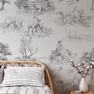 Rustic Motifs Wallpaper, Toile Design- Peel and Stick Wallpaper ...