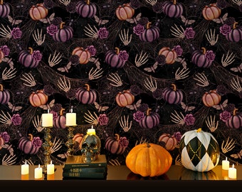 Halloween wallpaper spooky things Peel and Stick Removable design #3164