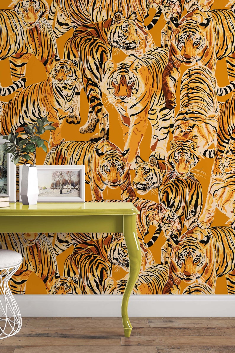 Tigers Tropical Peel and Stick Wallpaper - Removable Accent Wall - Etsy