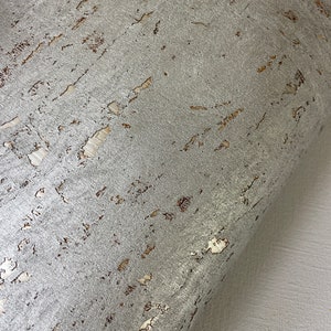Natural Cork Wallpaper Silver with Gold (Style 48311)