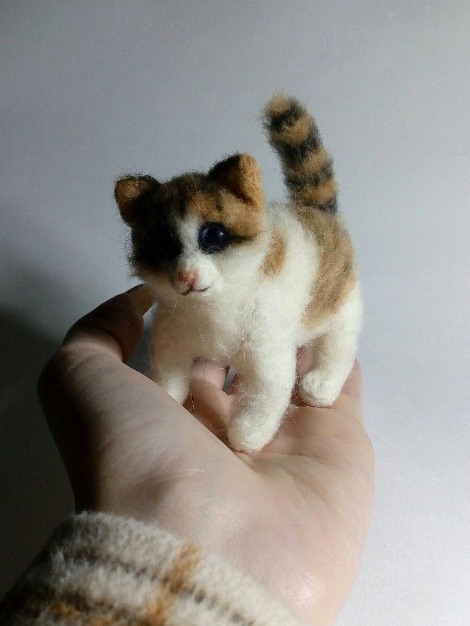 Needle felted tabby cat. Cute cat toy. Funny animal sculpture. Etsy