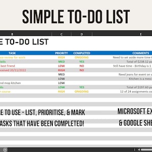Simple To-Do List - Simply Add Tasks, Prioritize, & Set Status - Productivity Tracker Tool [BLUE VERSION]