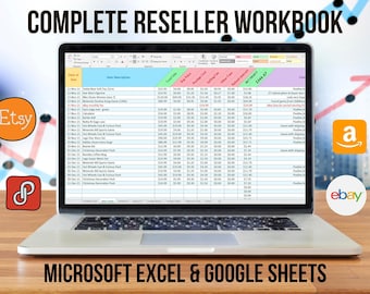 Complete Reseller Workbook - Microsoft Excel & Google Sheets Spreadsheet Template for eBay, Etsy, Amazon, Poshmark - BLUE EDITION