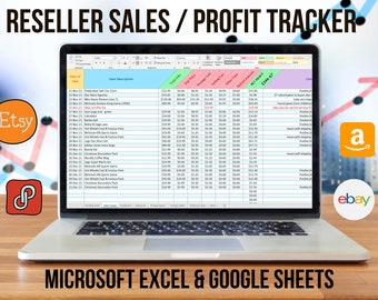 Reseller Sales / Profit Tracker - Microsoft Excel & Google Sheets Spreadsheet Template for eBay, Etsy, Amazon, Poshmark - BLUE EDITION