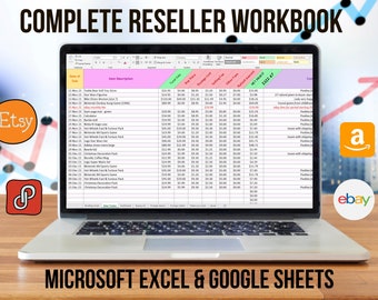 Complete Reseller Workbook - Microsoft Excel & Google Sheets Spreadsheet Template for eBay, Etsy, Amazon, Poshmark - PINK EDITION