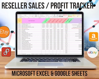 Reseller Sales / Profit Tracker - Microsoft Excel & Google Sheets Spreadsheet Template for eBay, Etsy, Amazon, Poshmark - PINK EDITION