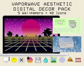 Aesthetic Digital Décor Pack | Wallpaper und Icon Pack | Kompatibel mit Mac- und Windows-Systemen | Digitaler Download
