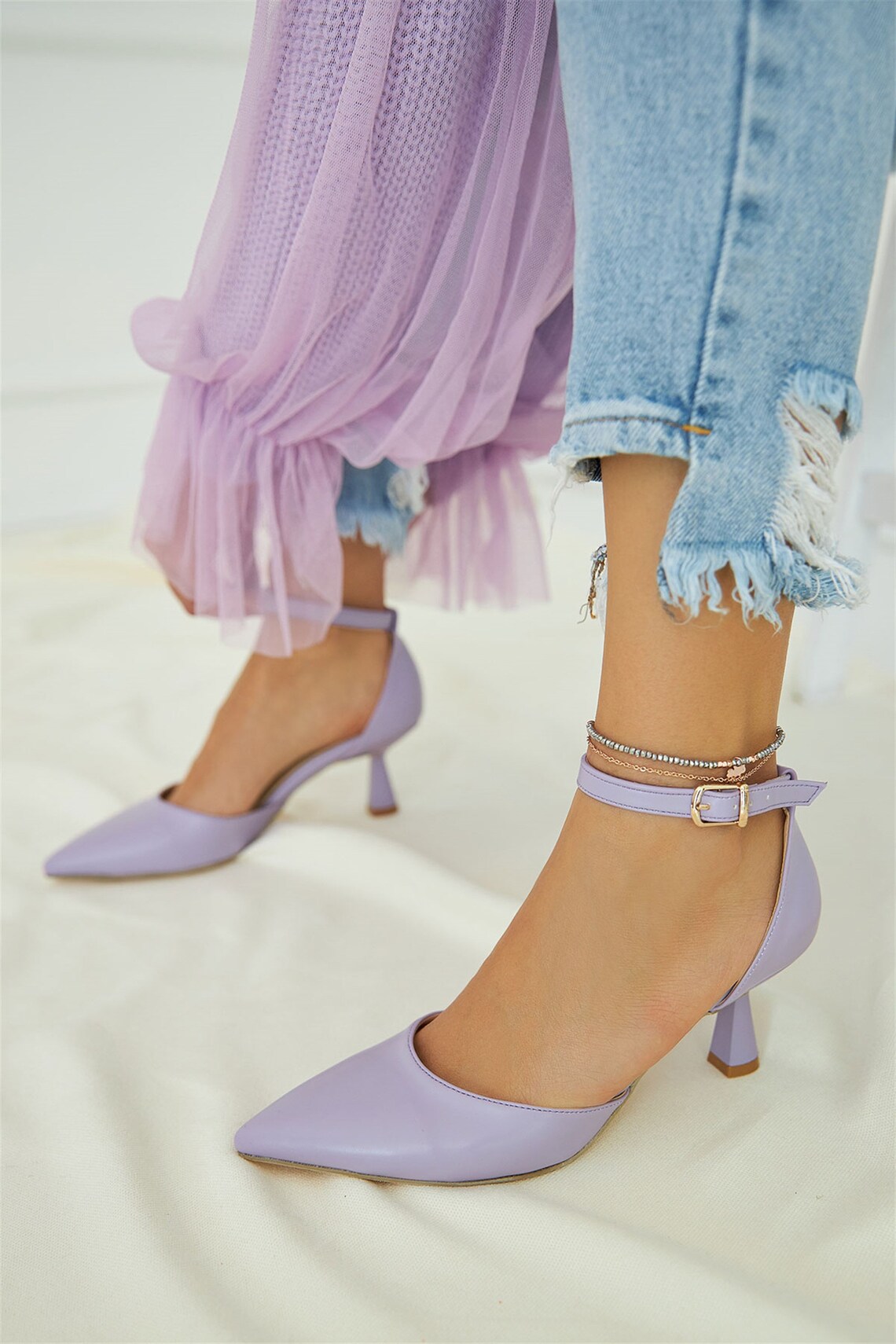 lilac pointed heels