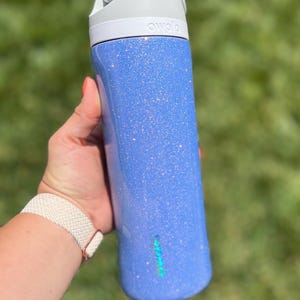 Beautiful Purple Glitter Owala FreeSip Water Bottle | Insulated Stainless Steel, 24oz, Leak-Proof, Stylish & Durable