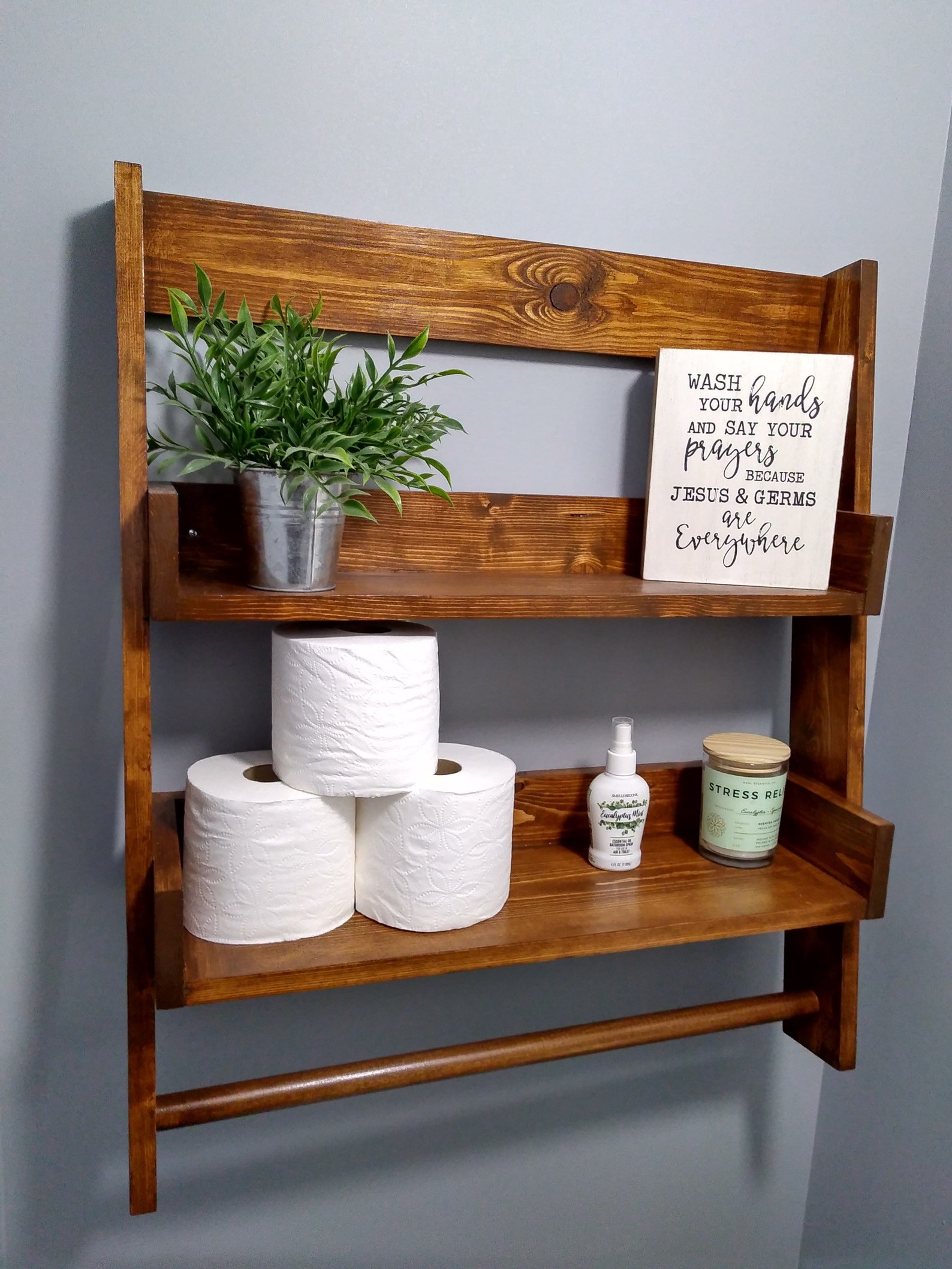 Custom Bathroom Ladder Shelf Over Toilet Shelf Etsy