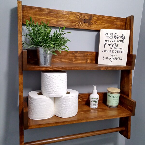 Over the Toilet Ladder Shelf Etsy