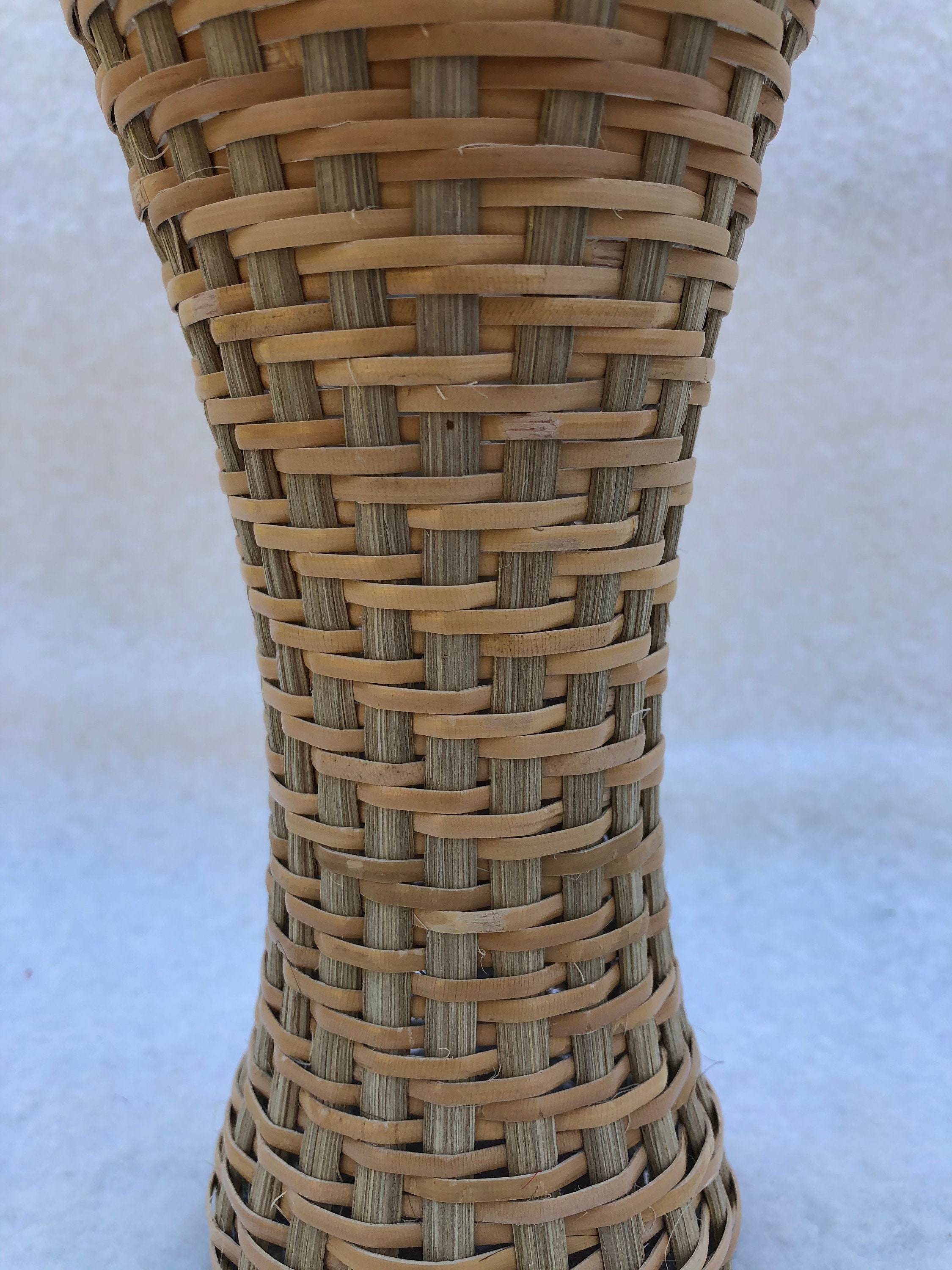 Glass Vase with Woven Basket Reeds Etsy