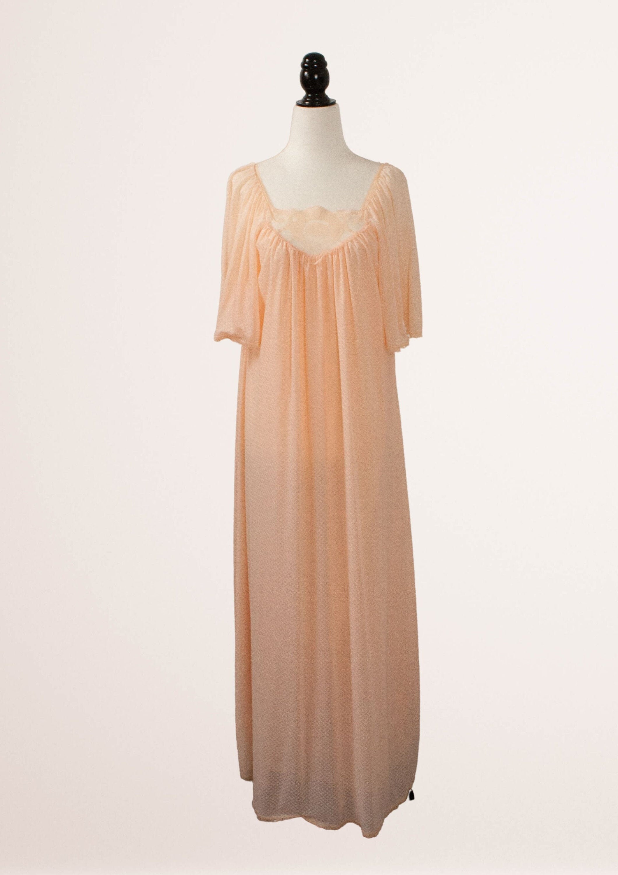 80s Vintage Nightgown Orange Nightgown Pastel Orange Slip Etsy