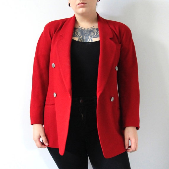80s Vintage Gianni Sport Red 100% Wool Blazer