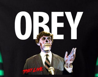 Obey t-shirt, They Live inspired Sci-Fi Horror, sizes Small to 6XL