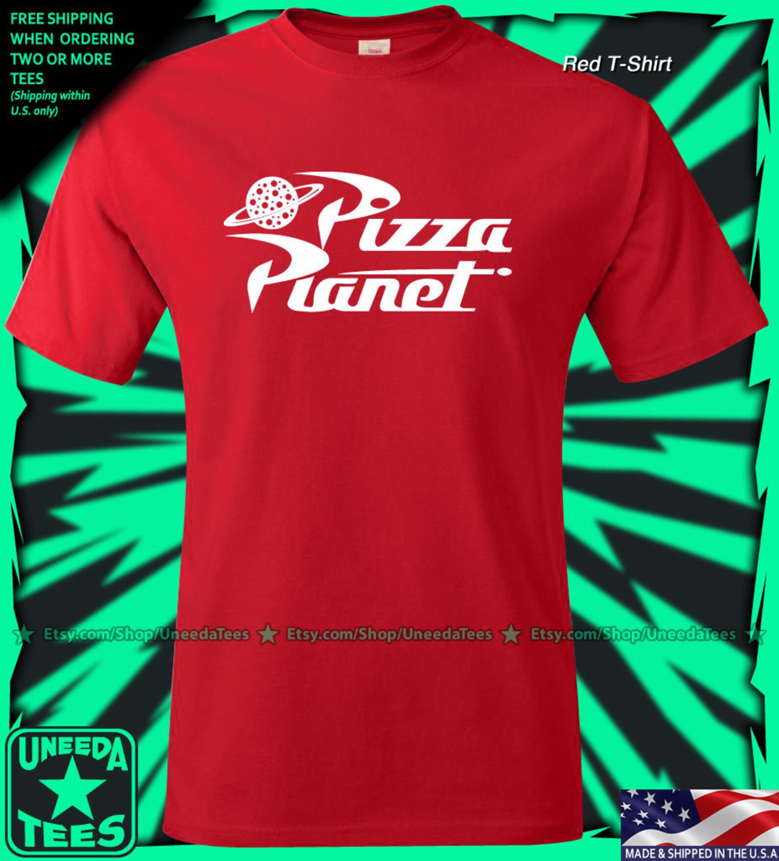 blue pizza planet shirt