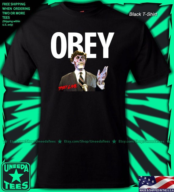 Obey T shirt They Live Inspired Sci fi Horror Sizes Small to 6XL