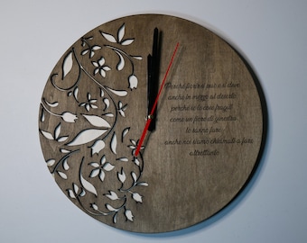 Orologio da parete in legno Personalizzabile "Fiori"