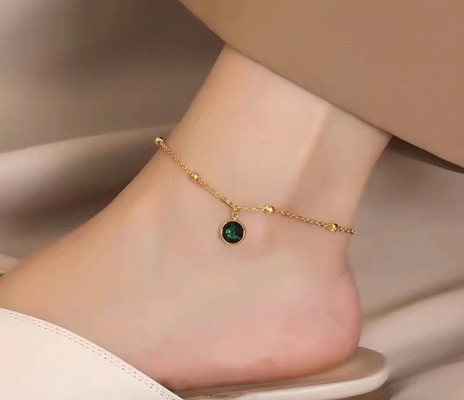 High Quality 18k Gold Color Anklet ,gem Jewelry Anklet ,simple Design
