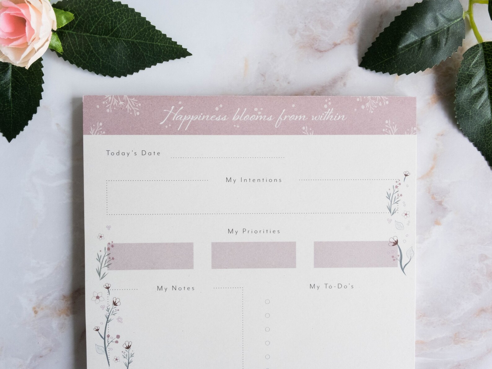 A5 Daily Planner Beautiful Floral Flower Design Floral Etsy