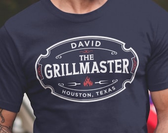 Personalized Grillmaster Tshirt, Custom BBQ Tee, Custom Barbecue Tshirt, Barbecue Gift, Grilling Accessory, Grilling Tshirt, Gift for Him