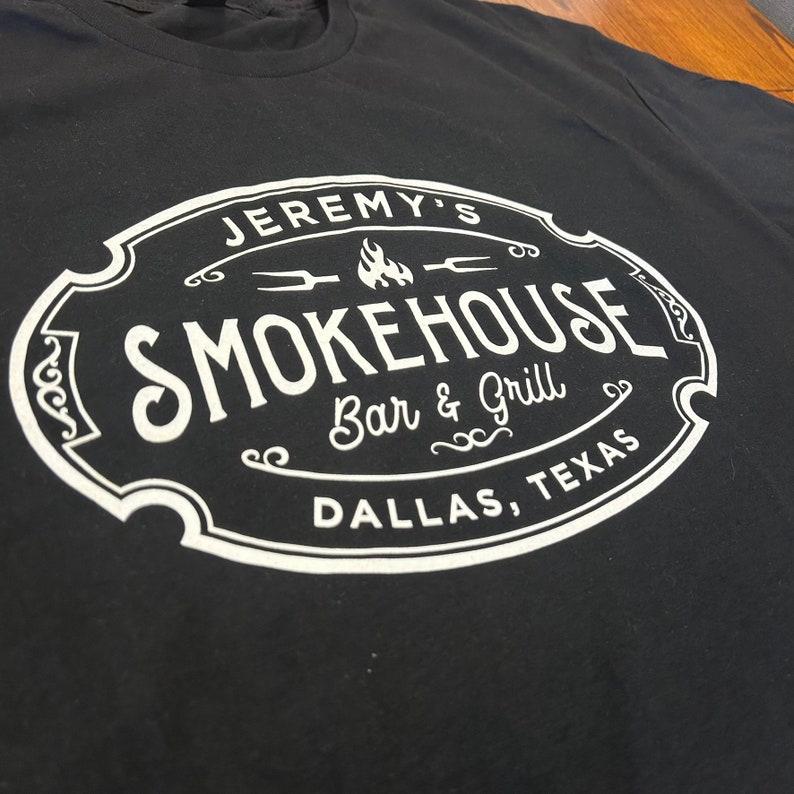 Personalized BBQ Tshirt Smokehouse Bar & Grill, Custom Meat Smoker Tshirt, Gift for Meat Smoker, Funny Grilling Accessory, Grilling Tshirt image 2