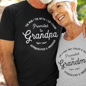 Promoted to Grandpa and Grandma Matching Tshirts, Gift for New Grandparents, Pregnancy Announcement to Grandma and Grandpa, Baby Reveal image 1