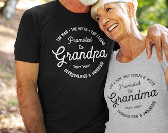 Promoted to Grandpa and Grandma Matching Tshirts, Gift for New Great Grandparents, Pregnancy Announcement to Aunt and Uncle, Baby Reveal