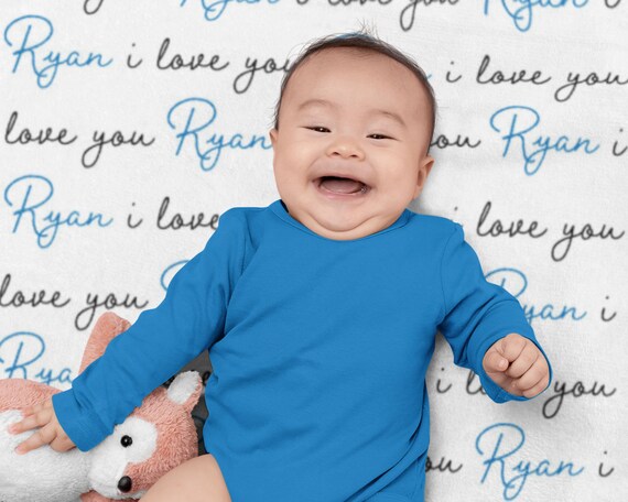 Personalized Baby Blanket I Love You Baby Receiving Blanket