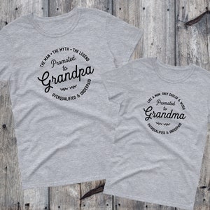 Promoted to Grandpa and Grandma Matching Tshirts, Gift for New Grandparents, Pregnancy Announcement to Grandma and Grandpa, Baby Reveal image 7