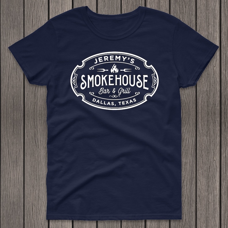 Personalized BBQ Tshirt Smokehouse Bar & Grill, Custom Meat Smoker Tshirt, Gift for Meat Smoker, Funny Grilling Accessory, Grilling Tshirt image 4