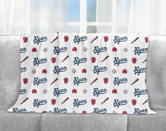 Personalized Baseball Baby Blanket, Custom Baseball Kids Blanket, Baseball Children's Blanket, Baseball Pattern Blanket, Gift for Baby Boy