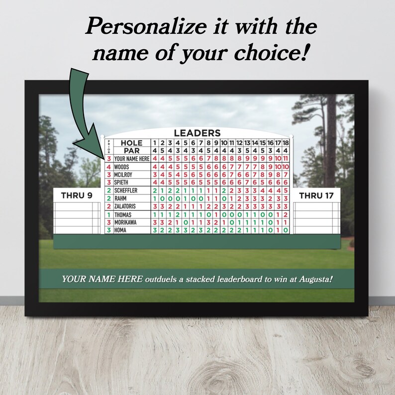 Personalized Tournament Leaderboard Print Custom Golf Gift Etsy